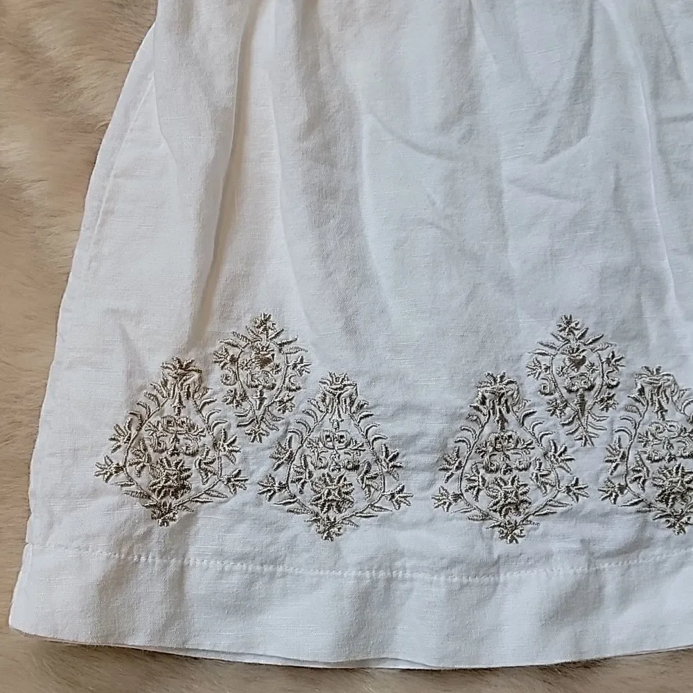 OLD NAVY WHITE LINEN/COTTON BOHO SUNDRESS, SIZE 18-24 MONTHS